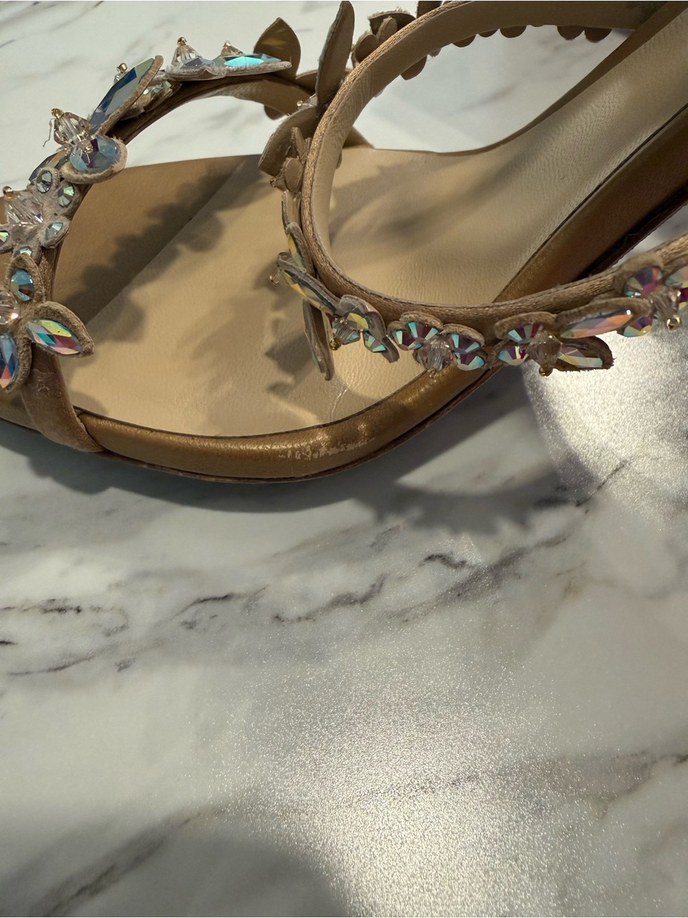 Rene Caovilla Eden Nude Sandal 105 Crystal Embellished Ankle Wrap - Picture 7 of 16